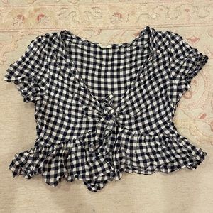 Brandy Melville checkered lace up top